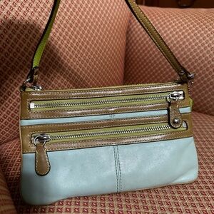 Y2KCoach Light Bluegreen and Brown Wristlet Bag